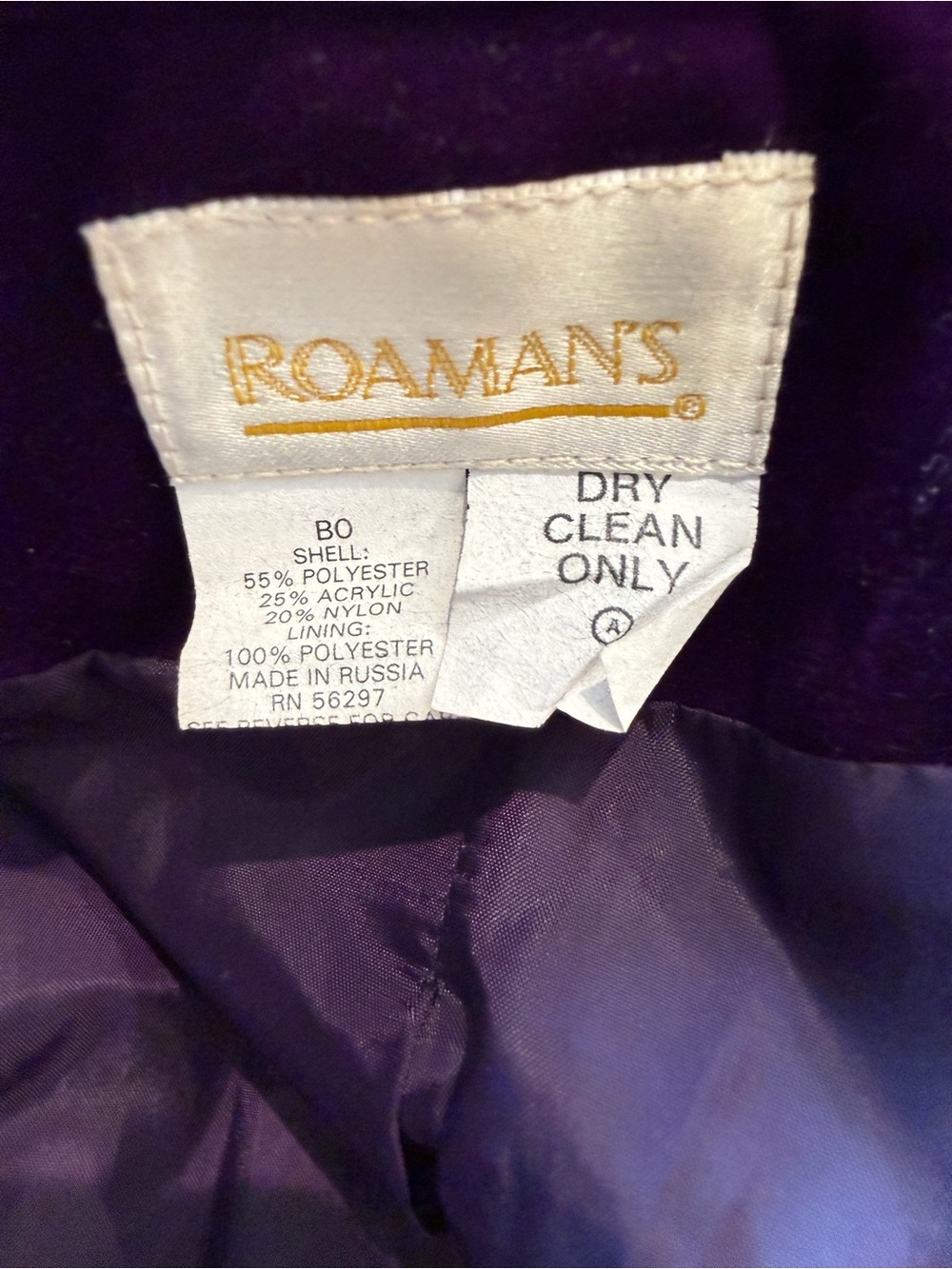 Roaman's Women's Plus Size Royal Purple Velvet 3-Button Blazer Jacket - Picture 8 of 8